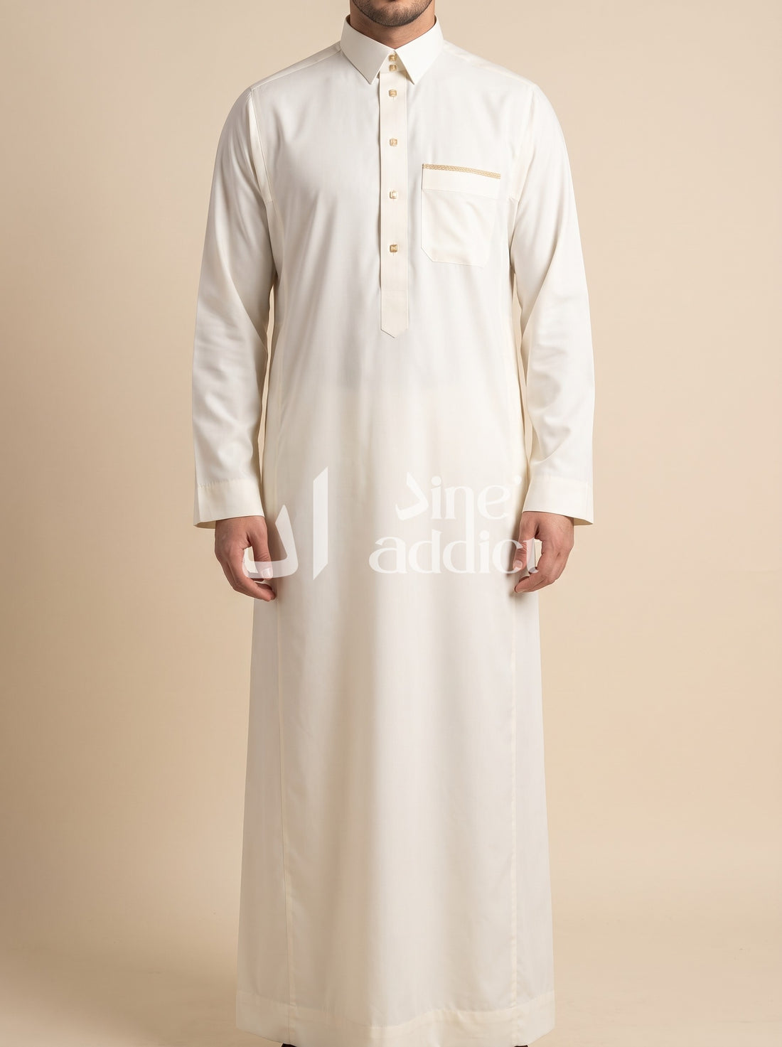Qamis chemise Adam avec pantalon Zein, vue portée de face
