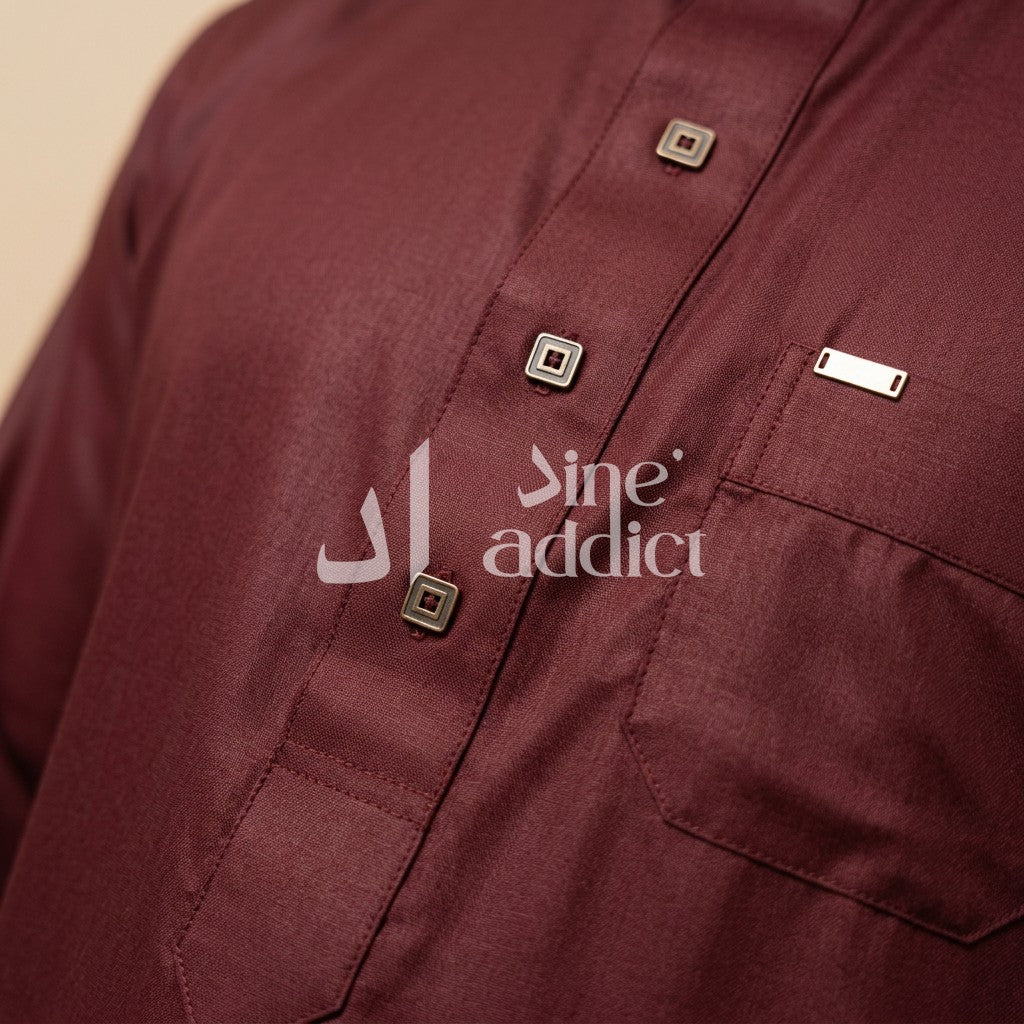 Qamis chemise Adam avec pantalon Zein, détail du tissu