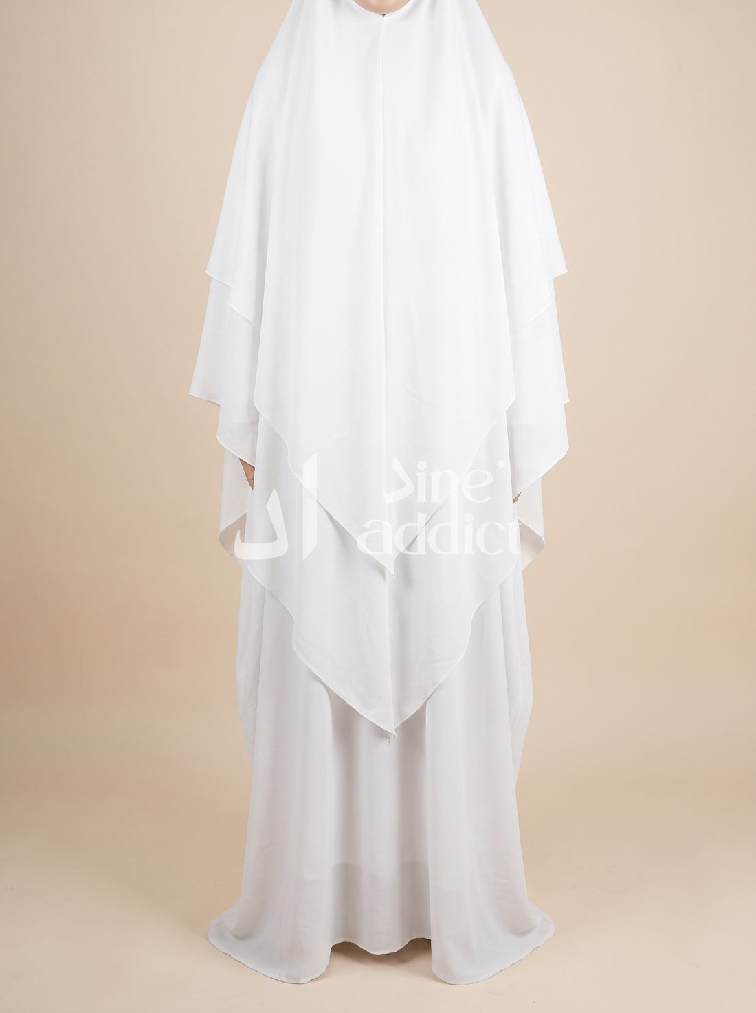 Khimar Mousseline 3 Voiles – Élégance et Confort au Quotidien, vue portée de face