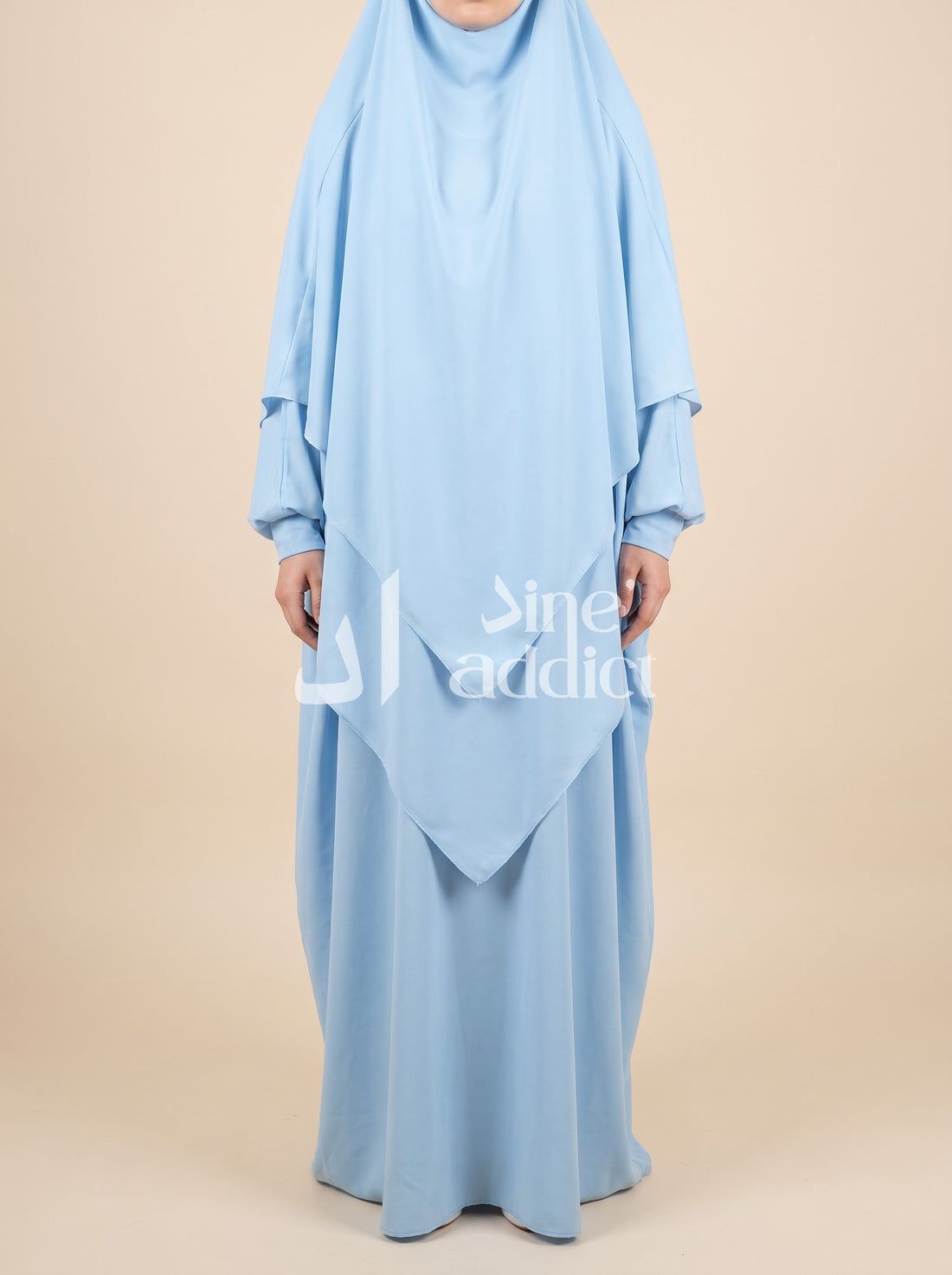 Khimar Mousseline 3 Voiles – Élégance et Confort au Quotidien, vue portée de face