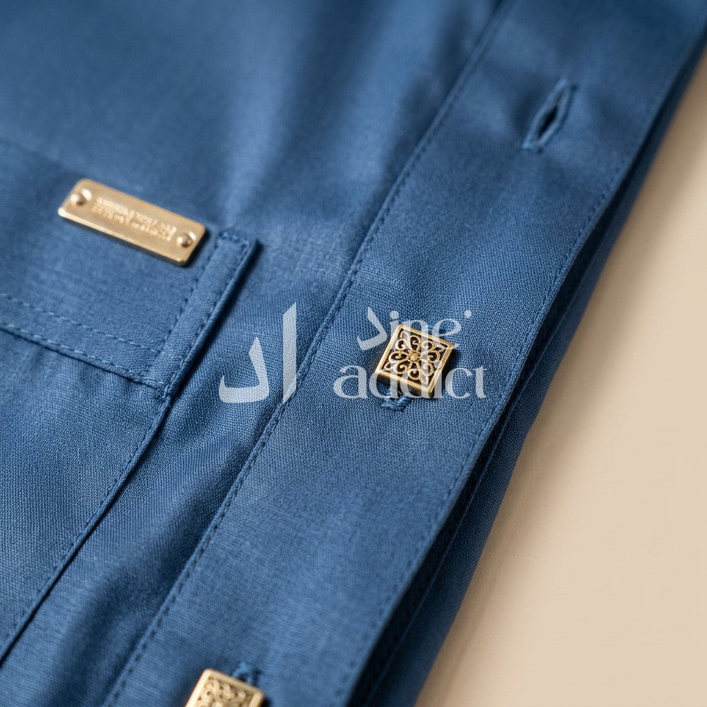 Qamis chemise Adam avec pantalon Zein, détail du tissu