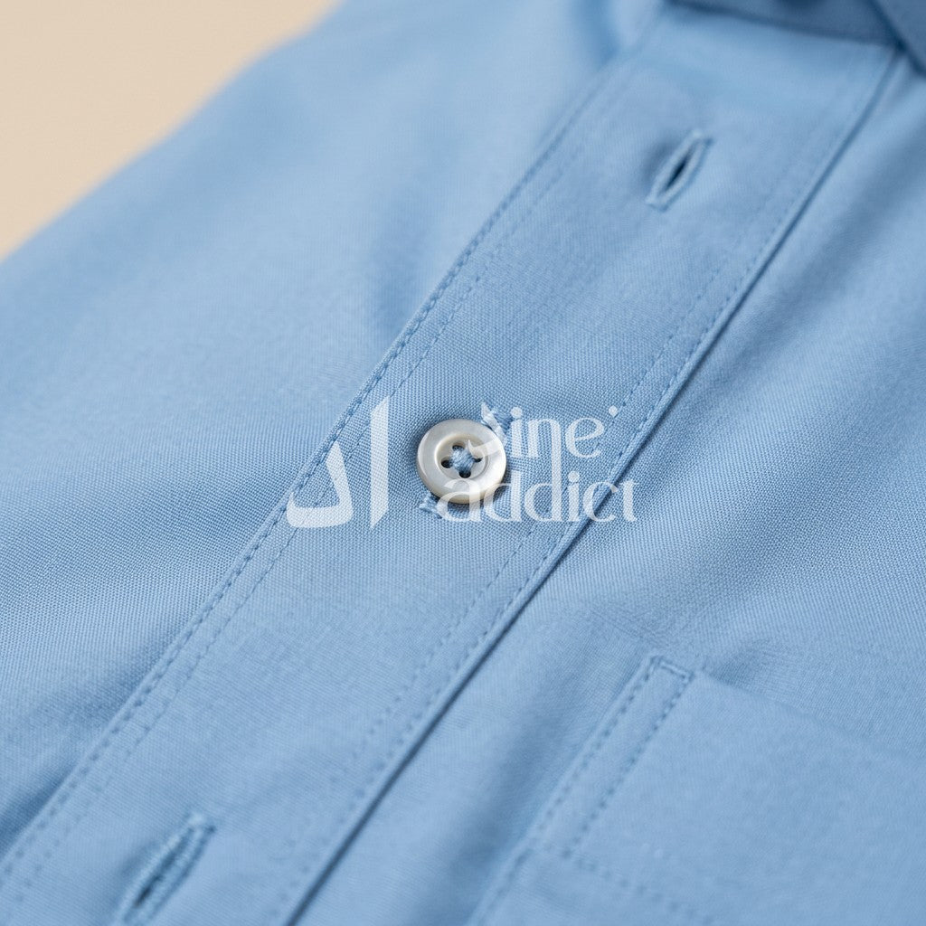 Qamis chemise Adam avec pantalon Zein, détail du tissu