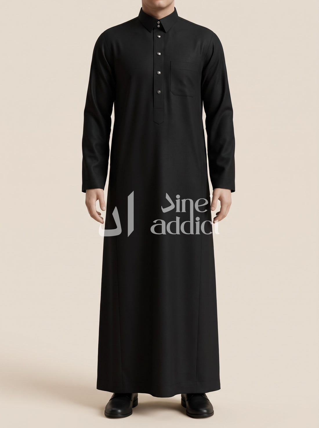Qamis chemise Adam avec pantalon Zein, vue portée de face