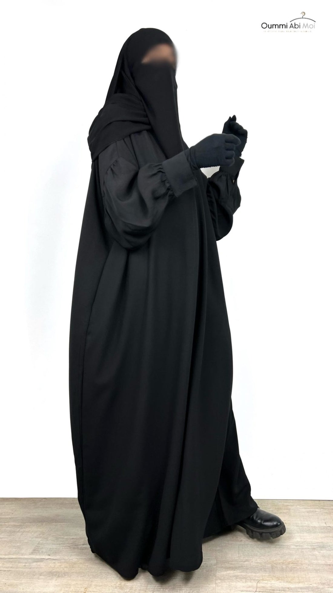 Abaya Oummi Abi Moi noire – Manches bouffantes