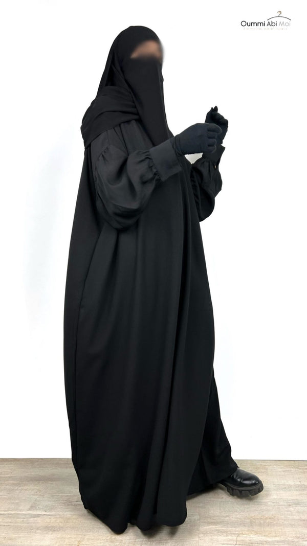 Abaya Oummi Abi Moi noire – Manches bouffantes