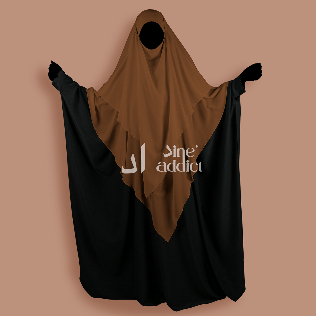 Khimar Mousseline 3 voiles Caramel