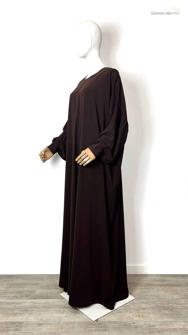 Abaya Oummi Abi Moi, Manches Bouffantes Marron