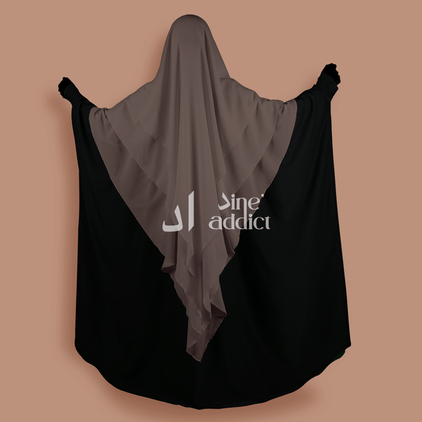Khimar Mousseline 3 Voiles Taupe
