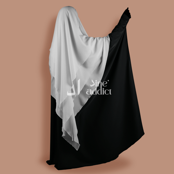 Khimar Mousseline 3 Voiles Gris clair – Élégance et Confort au Quotidien