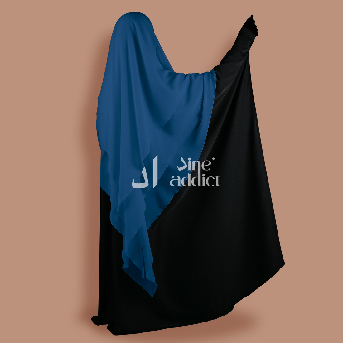 Khimar Mousseline 3 Voiles Bleu jeans