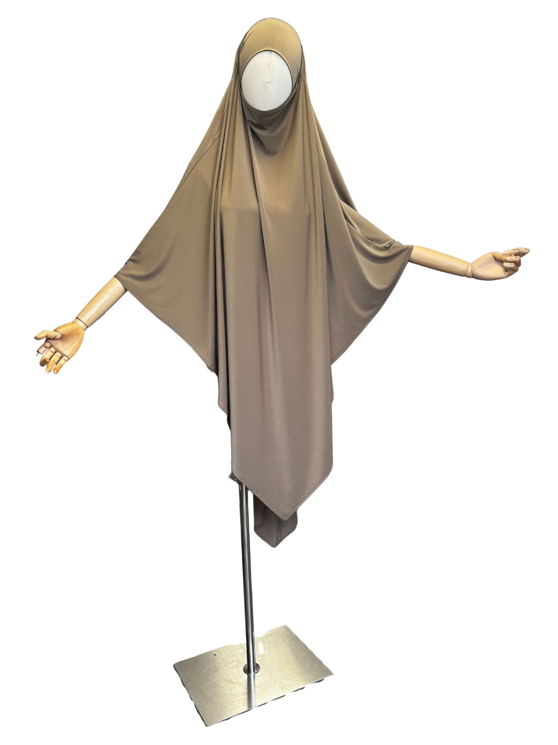 Khimar jersey premium, long couleur taupe