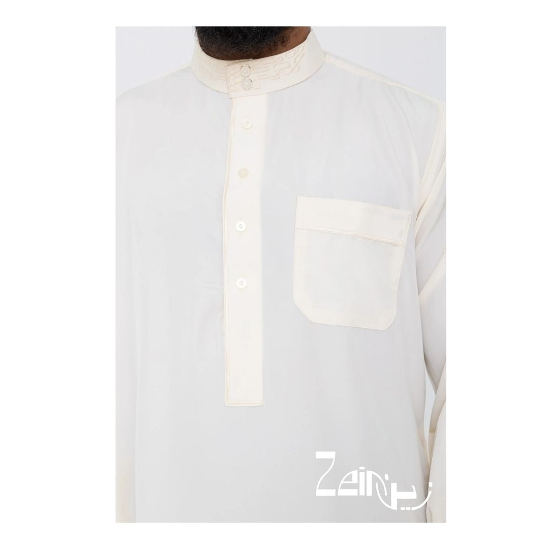 Qamis avec pantalon – Qamis saoudien col brodé