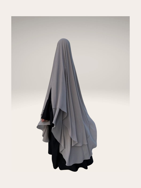 Maxi Khimar mousseline 2 voiles gris