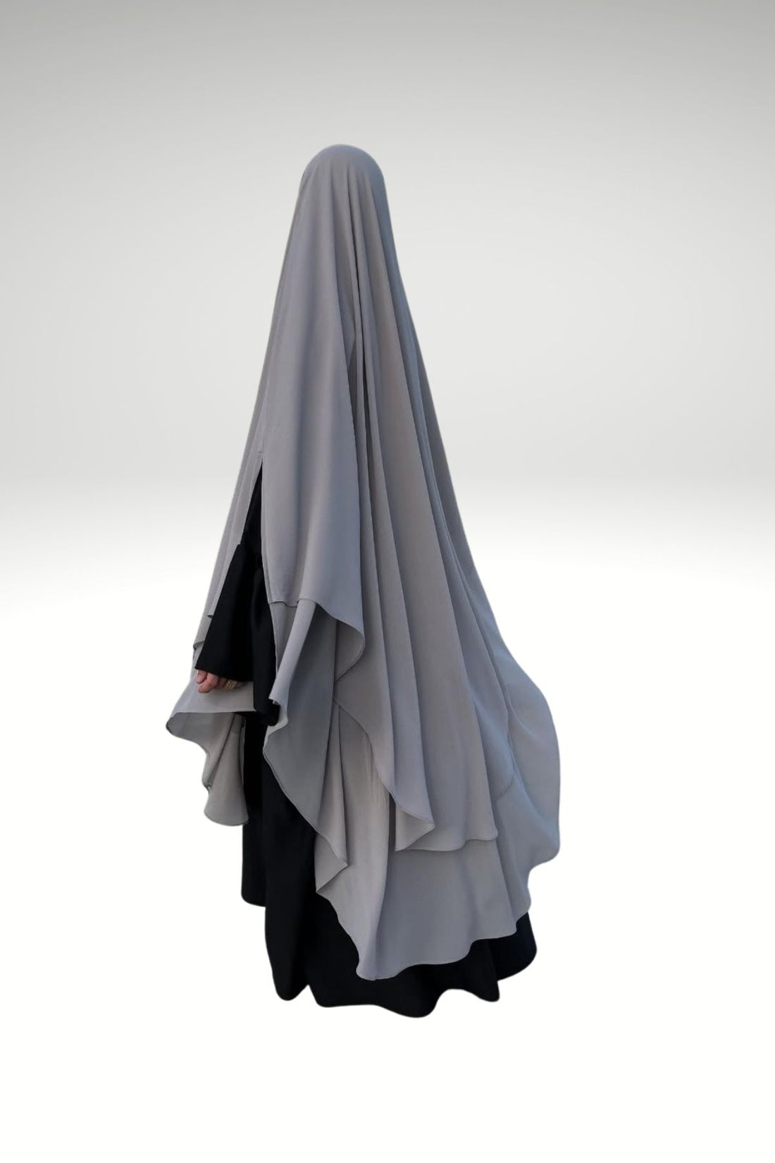 Maxi Khimar mousseline 2 voiles gris